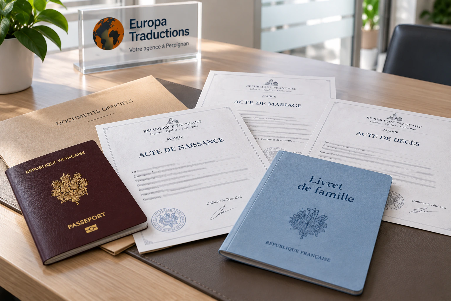 Actes de naissance, mariage et décès avec un livret de famille