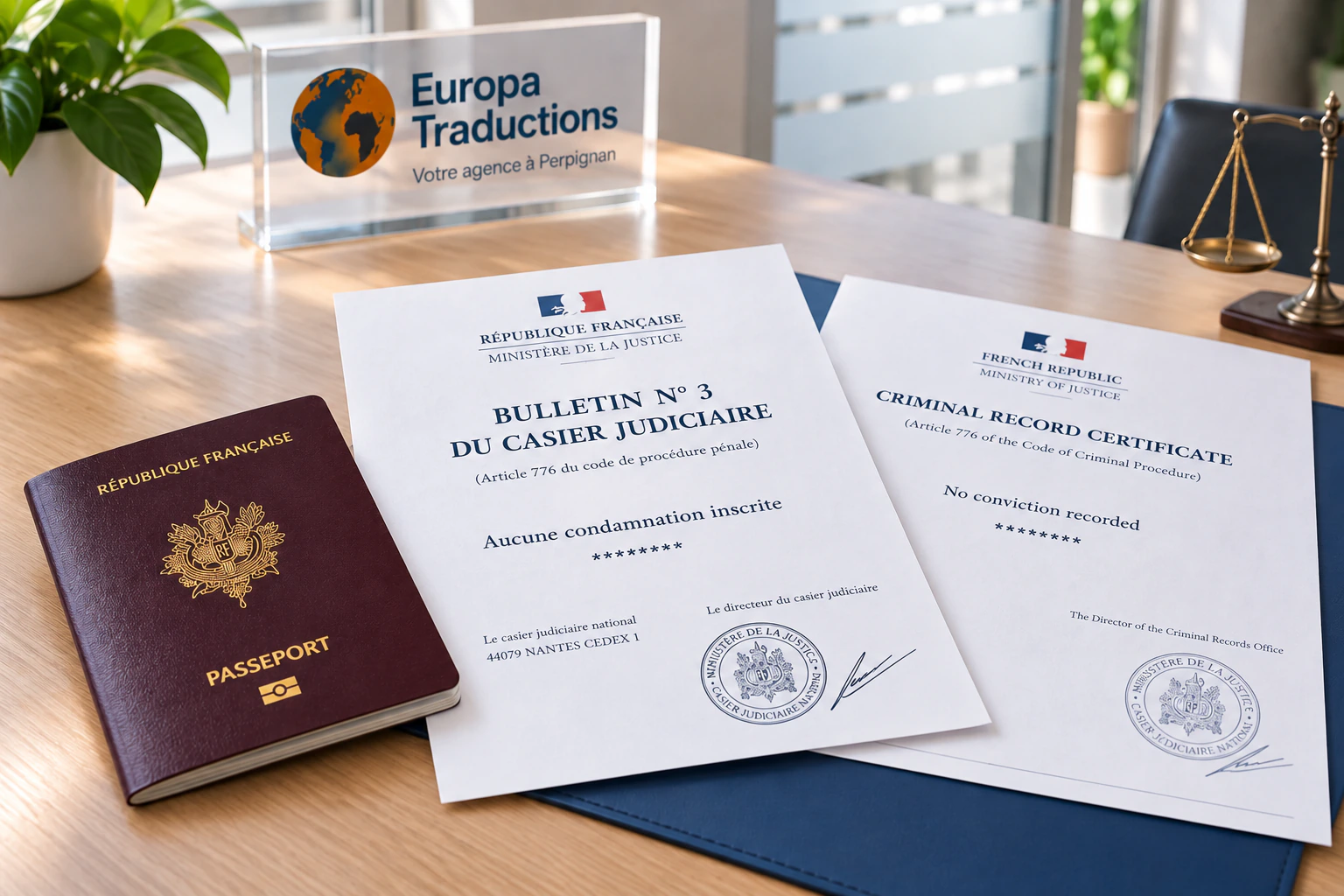 Casier judiciaire français et traduction certifiée